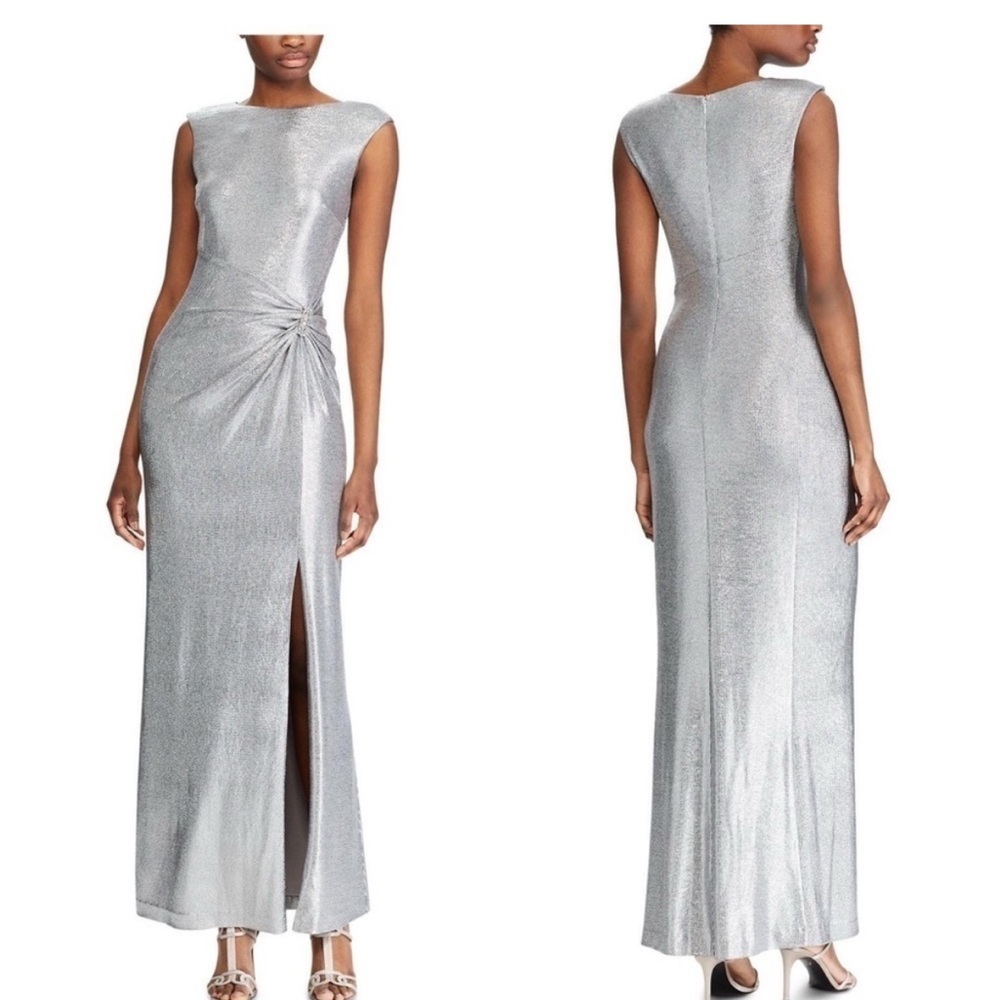 Ralph Lauren One Shoulder Silver Dress - Picture 6 of 6